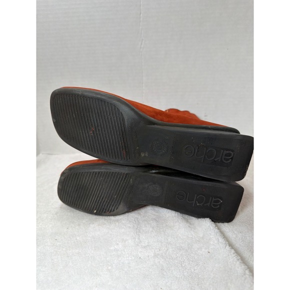 RARE Arche AREUH Nubuck Leather Ankle Boots Burnt Orange Zip Closure Size 39 - Picture 10 of 13
